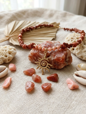 Spiral Güneş Uçlu Tasarım Doğal Taş Kolye