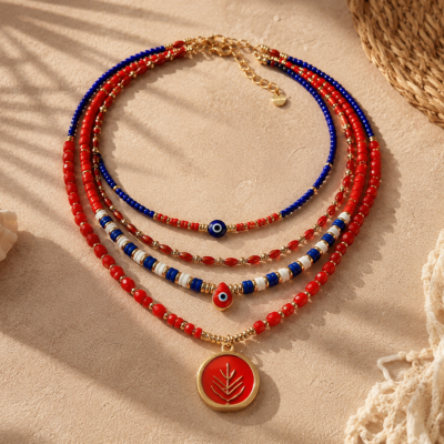Coastal Chic Layers: Yaz Kombinlerinin Yıldızı Olacak 4'lü Bohem Kolye